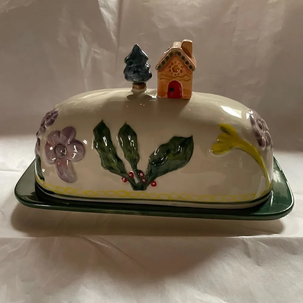 Nathalie Lete holiday butter dish NWOT